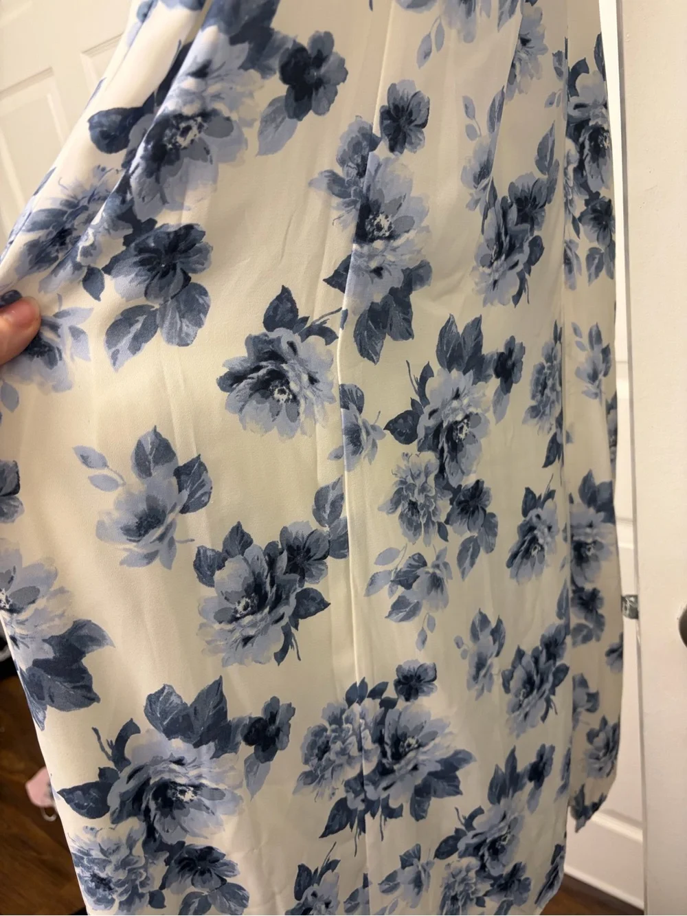 Abercrombie & Fitch White Maxi Dress with Blue Floral Print